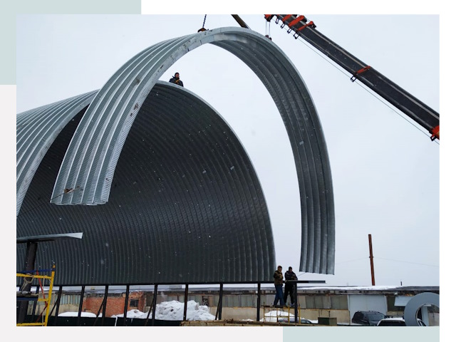 Полукруглые ангары в Ярцеве